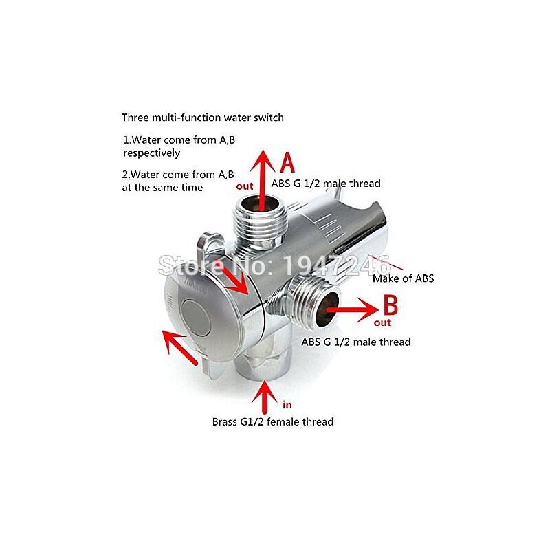 MSYG 3-Wege Umstellventil G1/2 & G3/4 - Kupfer Duschventil Für Handbrause & Festbrause
