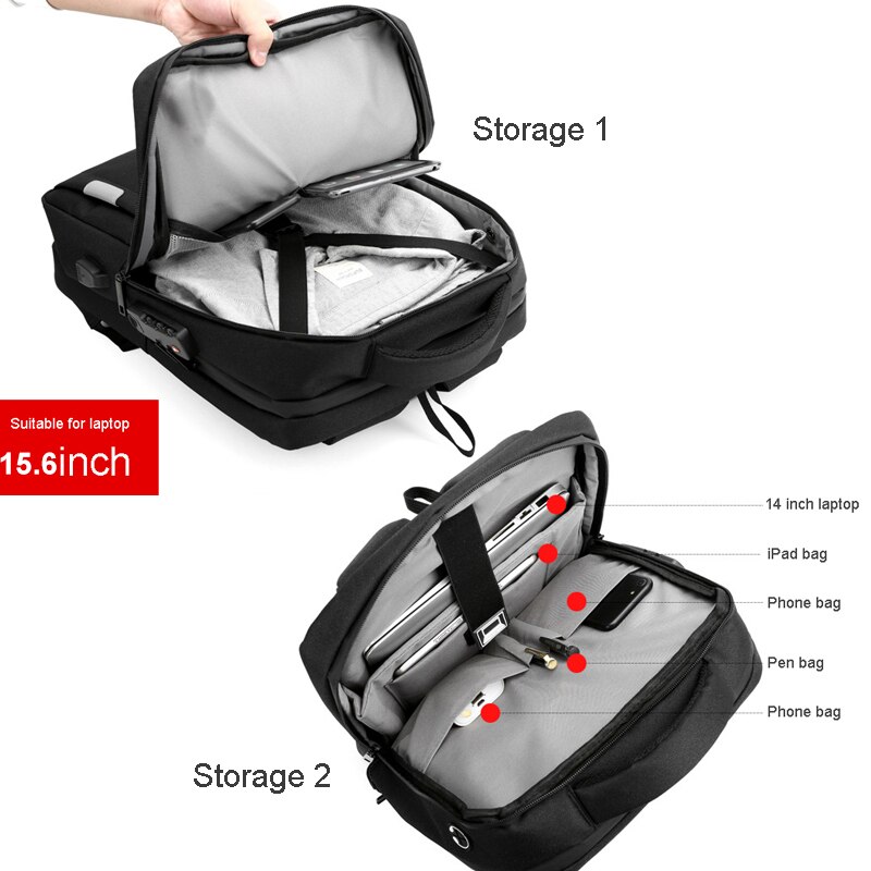 VORMOR-mochila para ordenador portátil de 15,6 pulgadas para hombre, morral de viaje para oficina y negocios, de