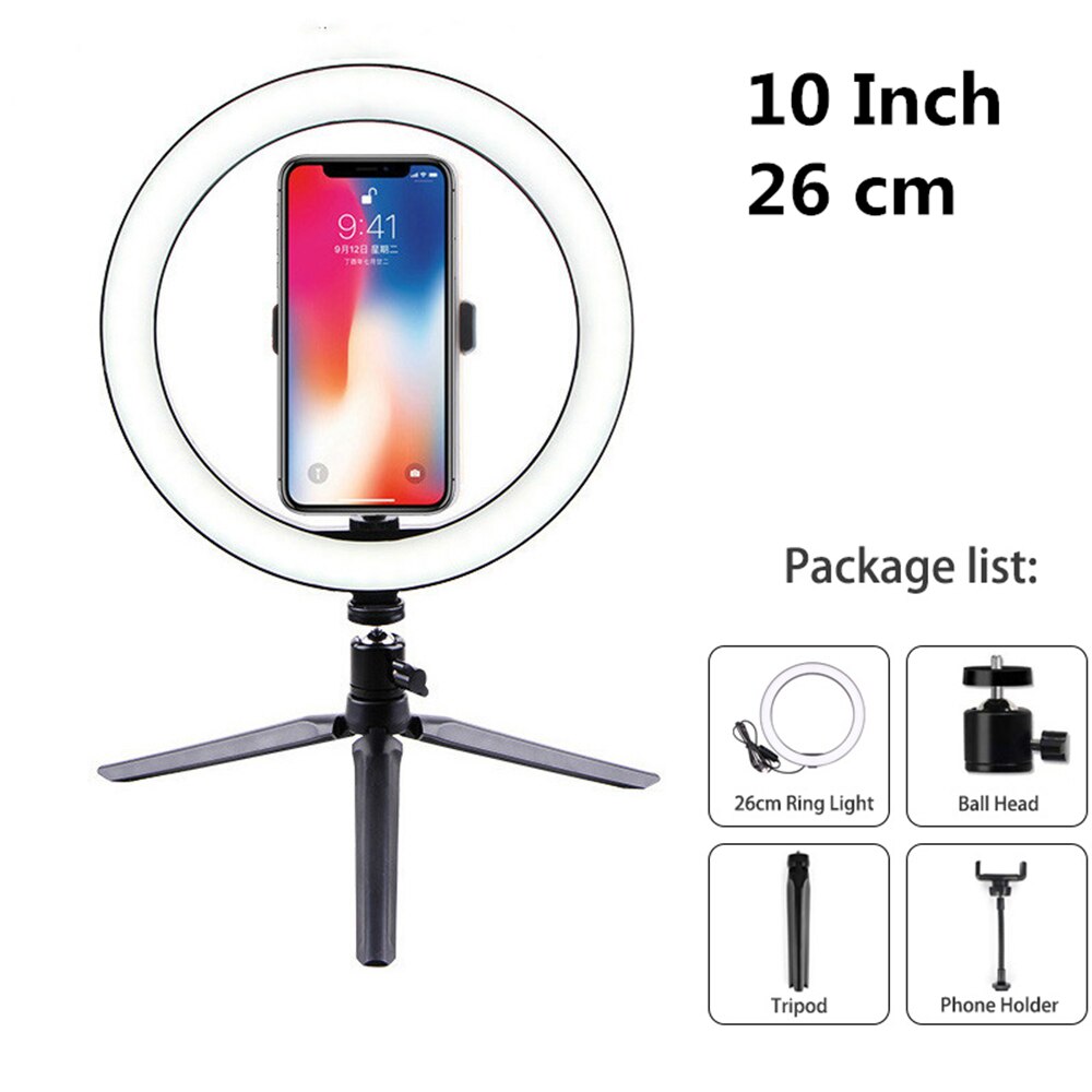 13 cal 33cm ładowarką USB nowa Selfie lampa pierścieniowa Lampa błyskowa kamera doprowadziło fotografia z telefonu poprawy fotografii robić smartfona studio VK: 10cal zestaw