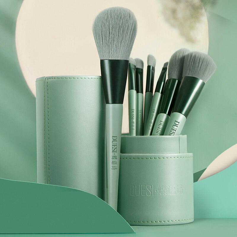 Duesi 8 stuks/vat foundation make-up kwastenset oogschaduw wenkbrauw highlighter blush lippen schoonheid cosmetica make-up kwasten gereedschap: Groente