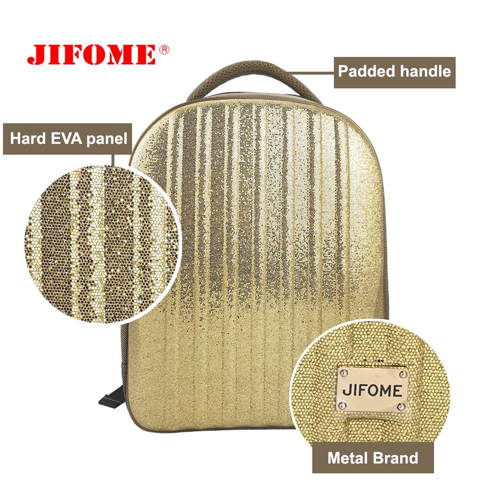 JIFOME-Mochila brillante de 15 pulgadas para mujer, bolso escolar para chicas adolescentes, de carcasa dura de EVA, brillante, de lujo