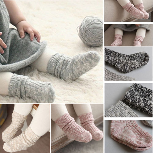 Chaussettes en coton pour enfants | Couleur unie, chaussettes antidérapantes, pour garçons et filles, accessoires en laine,