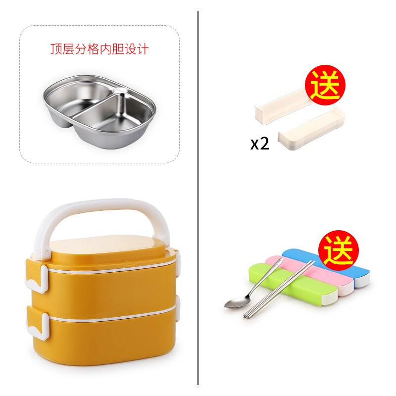 Fiambrera térmica bonita, lonchera multicapa De acero inoxidable, fiambrera portátil Bento, ecológica, fiambrera De Comida AC50LB: Style1