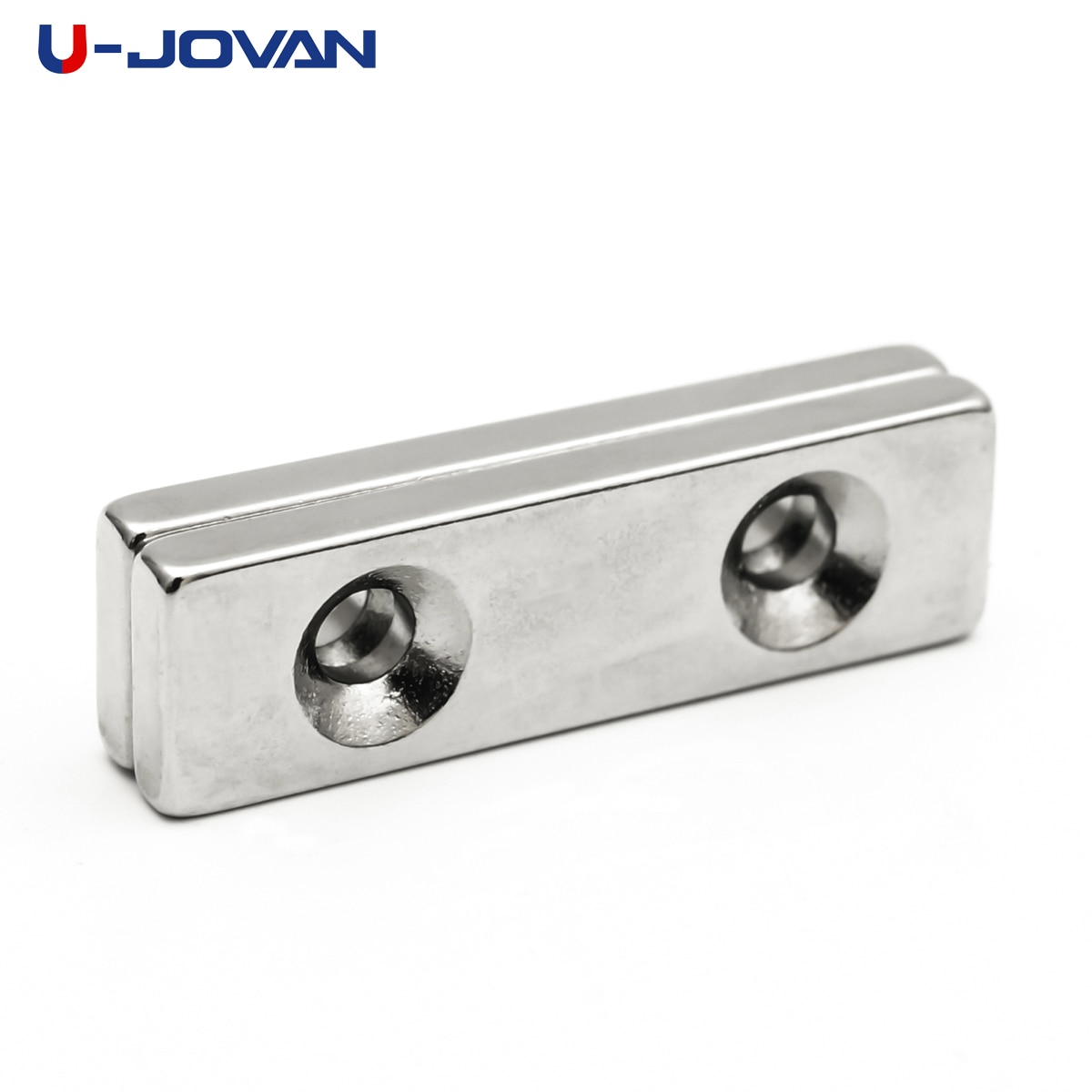 U-jovan 2 stk 40 x 12 x 4 mm dobbelt 4mm hul blok forsænket neodymmagnet 40*12*4-4-4 kraftige sjældne jordarters magneter til kunsthåndværk