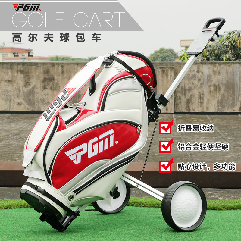 Letvægts foldbar golfvogn aluminiumslegeringsvogn med bremse justerbar push pull golfvogn golfbagholder  m2203: 2 hjul