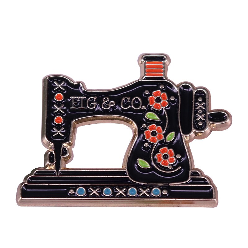 Jahrgang-nähmaschinen-emaille-anstecknadeln, broschen, kostümliebhaber, schmuckhersteller, schneider
