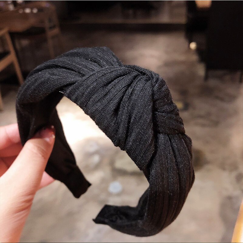 Naisten painettu kangas hiuspanta solmittu hiuspanta naisille hiusasusteet tyttöjen hiusnauhat raitapään kääre korea: 1