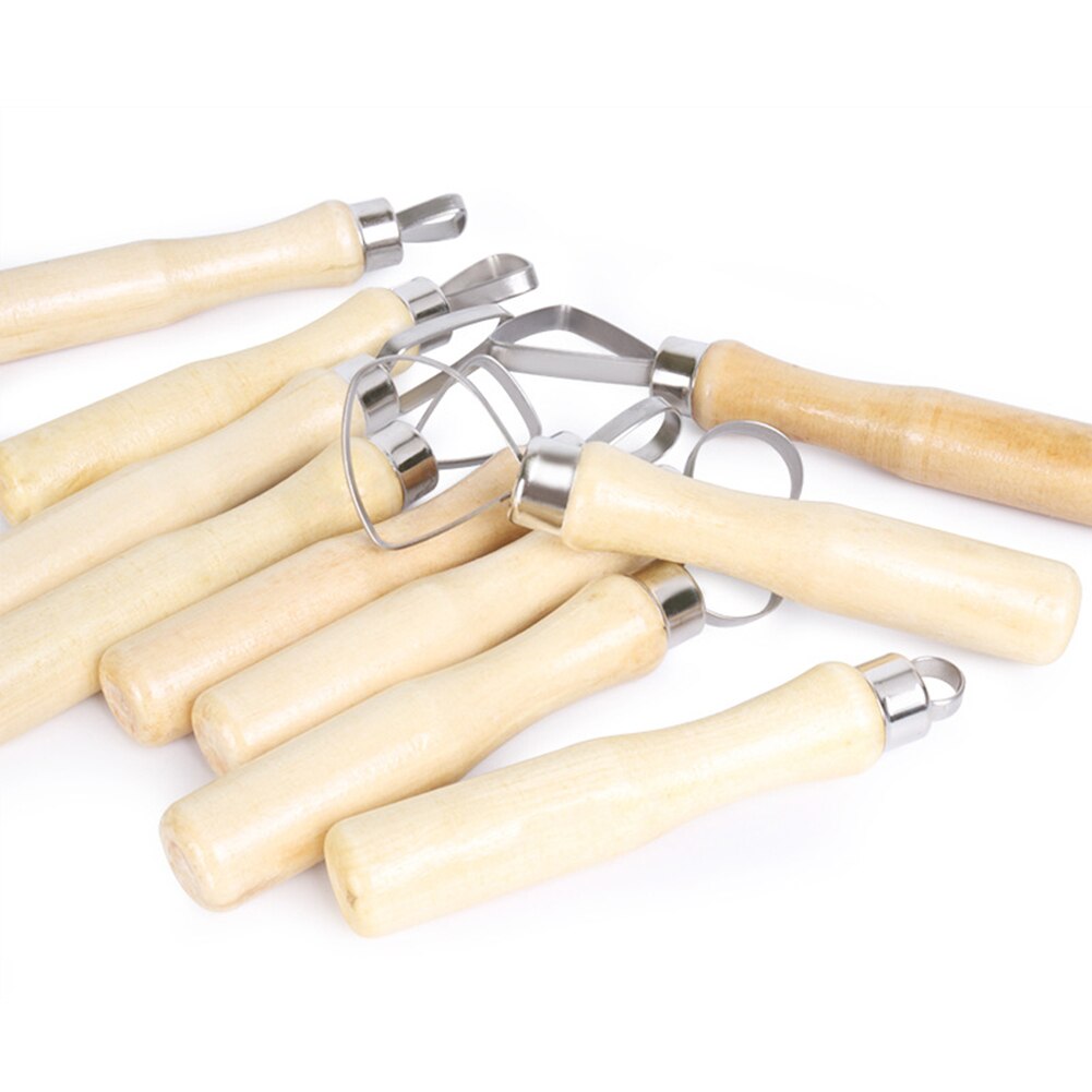 Diy Ceramic Clay Sculpting Scrapers Wood Handle Pottery Modeling Repair Tool Kit