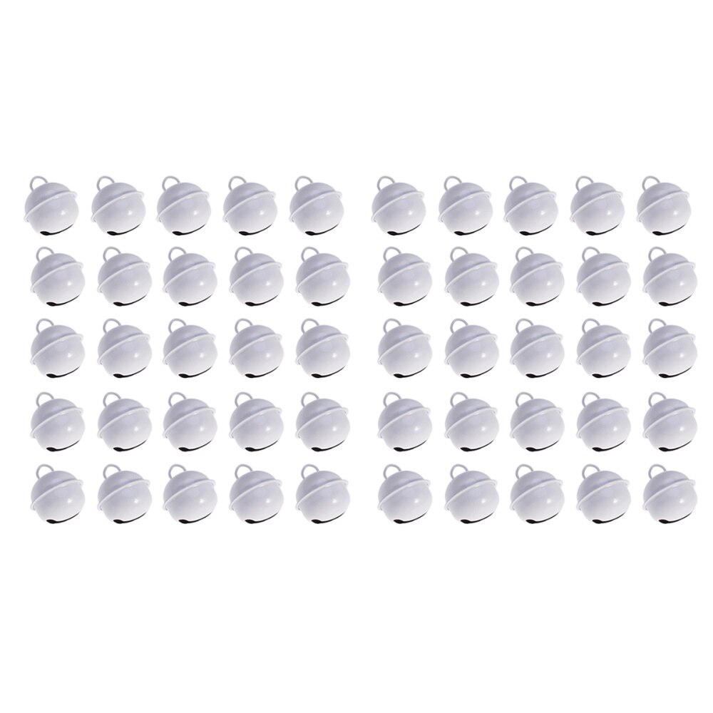 50 Stuks 22Mm Gekleurde Geschilderd Jingle Bells Metal Ronde Mini Bells Sieraden Ornamenten Kerst Decor Gebruik Hangers Voor Party christm: White