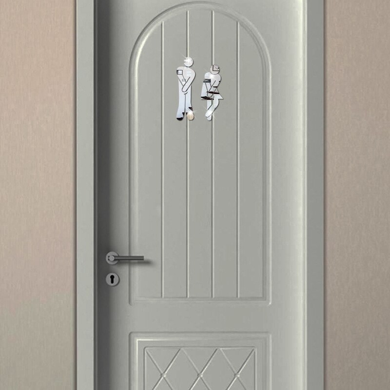 Aftagelig sød mand kvinde toilet toilet wc wallsticker familie gør-det-selv indretning spejl mærkat boligindretning til badeværelsesartikler