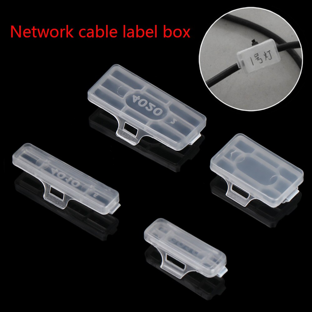 Kabel etiketter identifikation tags 50 stk vandtæt gennemsigtig fiber arrangører tag box display tegn markør værktøj kabelbinder markør