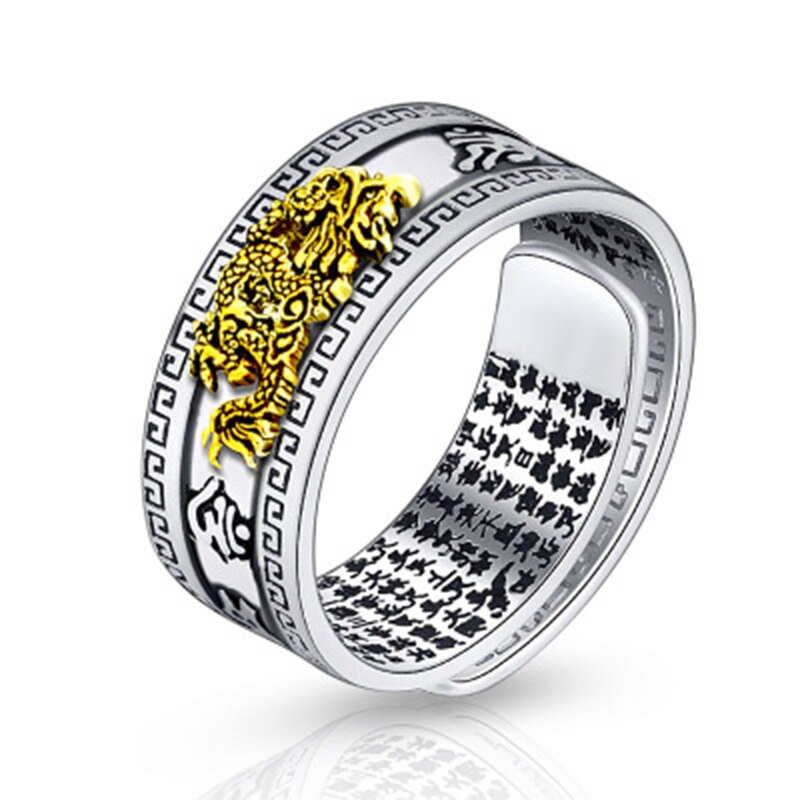Unisex mænd pixiu charms ring armbånd kinesisk feng shui amulet rigdom og heldig åben justerbar ring perle armbånd: Ring b