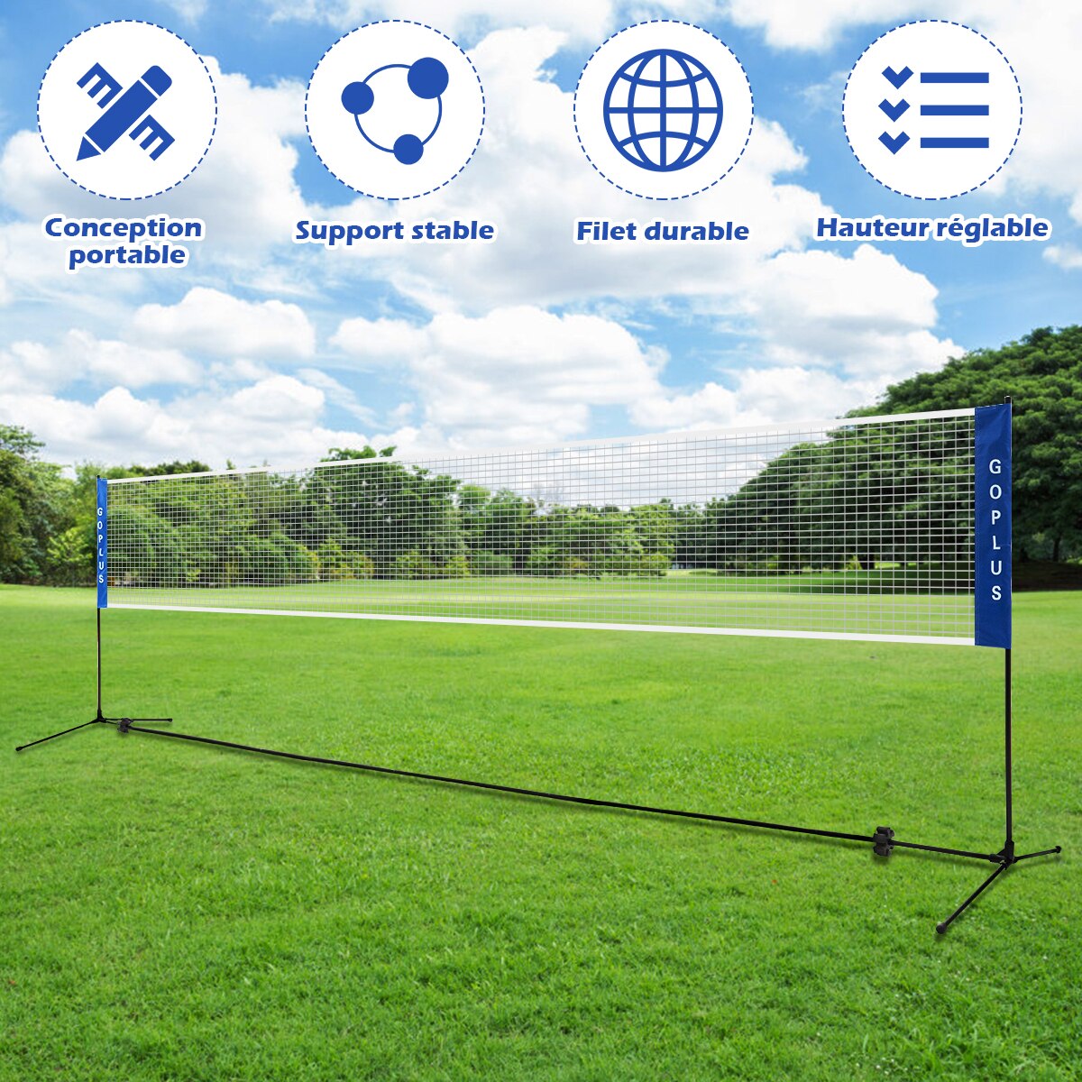 Giantex – filet de Badminton Portable en polyéthylène, 5.1M, réglable, pliable, installation facile, sport, entraînement autonome