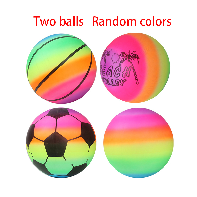 Rainbow Ball Indoor and outdoor racket ball Inflatable leather ball Flower colored ball Multiple colored patterns 2pcs: Default Title