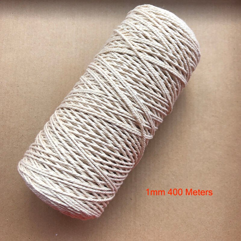 1/2/3/4/5/6/8/10mm de diámetro cuerda de algodón Beige duradera cuerda trenzada artesanía Cordón de macramé DIY textil del hogar atar hilo de muchas tallas: 1mm x 400m