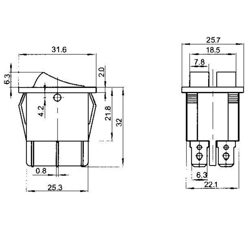 Rocker Switch, Boot Schakelaar 6Pins Met Lamp Aan/Uit