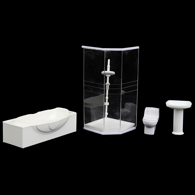 Ensemble de salle de bain Miniature pour maison de poupée 1:25, salle de douche, toilettes, baignoire, évier, modèle jouet, Mini accessoires pour maison de poupée