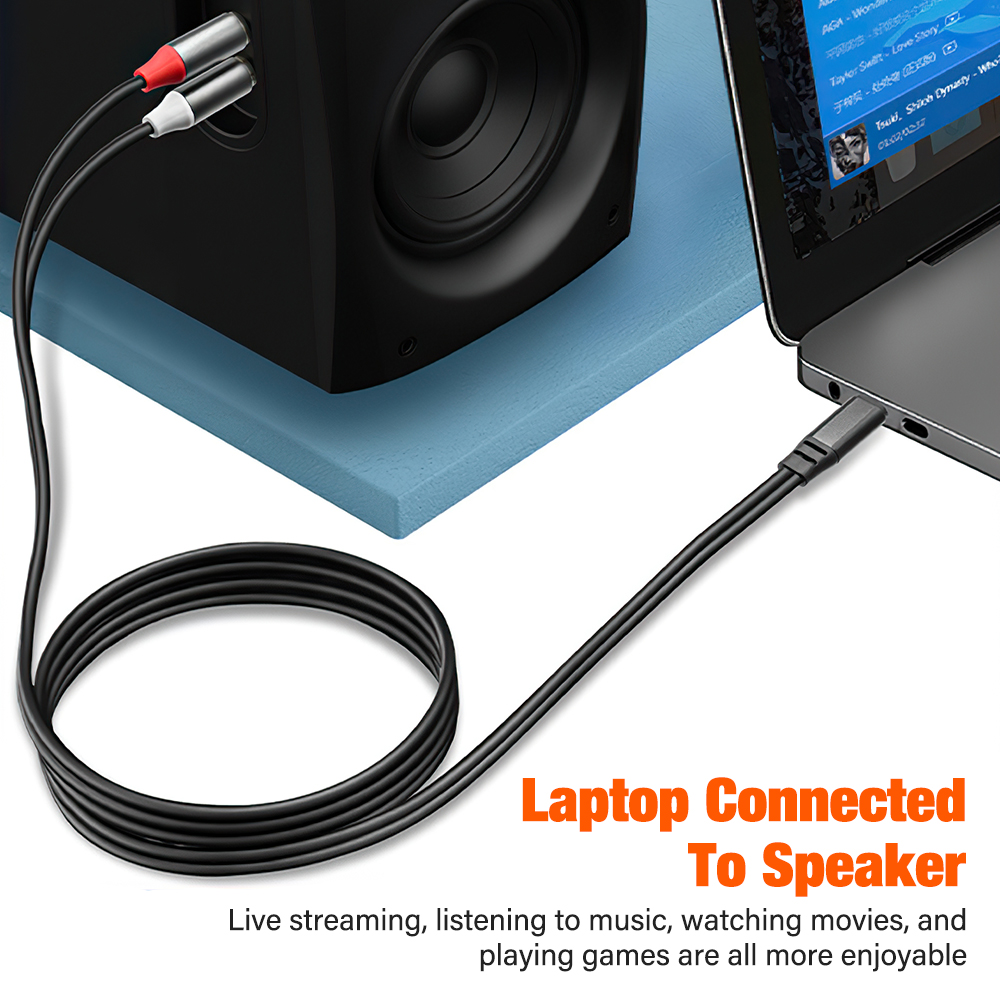 For iPhone USB Type C 3.5mm to Dual 6.35mm Adapter Audio Cable for Mixer Amplifier Speaker 6.5mm Jack Male Splitter Audio Cable
