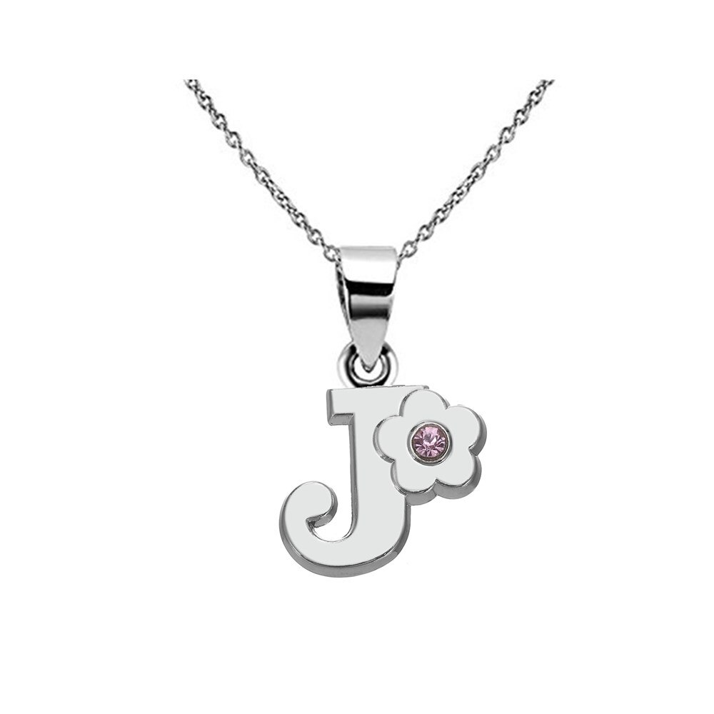 My Shape Initials Flower Letter Name Necklace for Girls Children's Alloy Crystal Flower A-Z Alphabet Pendant Chain Kids Jewelry: Antique Bronze Plated