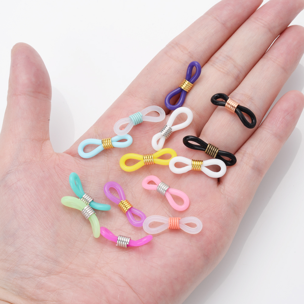 50 Uds. Conector de gancho para la oreja para gafas, cadena para gafas, extremos de retenedor, soporte para cable de cuerda, retenedor de correa, accesorios de bucle final