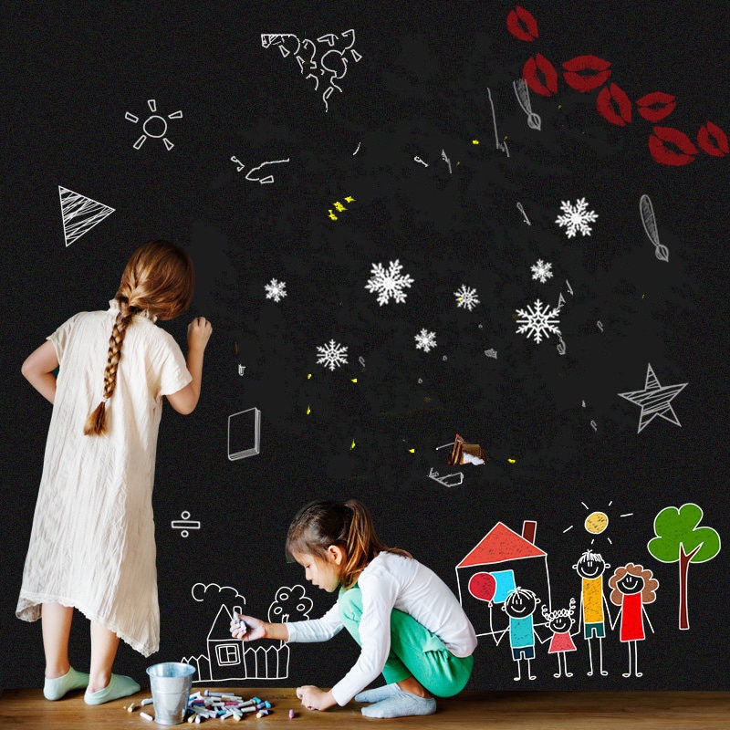 Nyhet 200 x 30cm flyttbar tavle vinyl vegg klistremerke tavle klistremerke peeling pinne kontor skoletilbehør