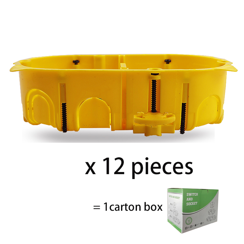 EU 1 2 3 Gang DryWall Box Both For Gypsum Board Dry Box Plasterboad and Concrete Wall EU Switch Socket Cassette Installiton Box: Gold