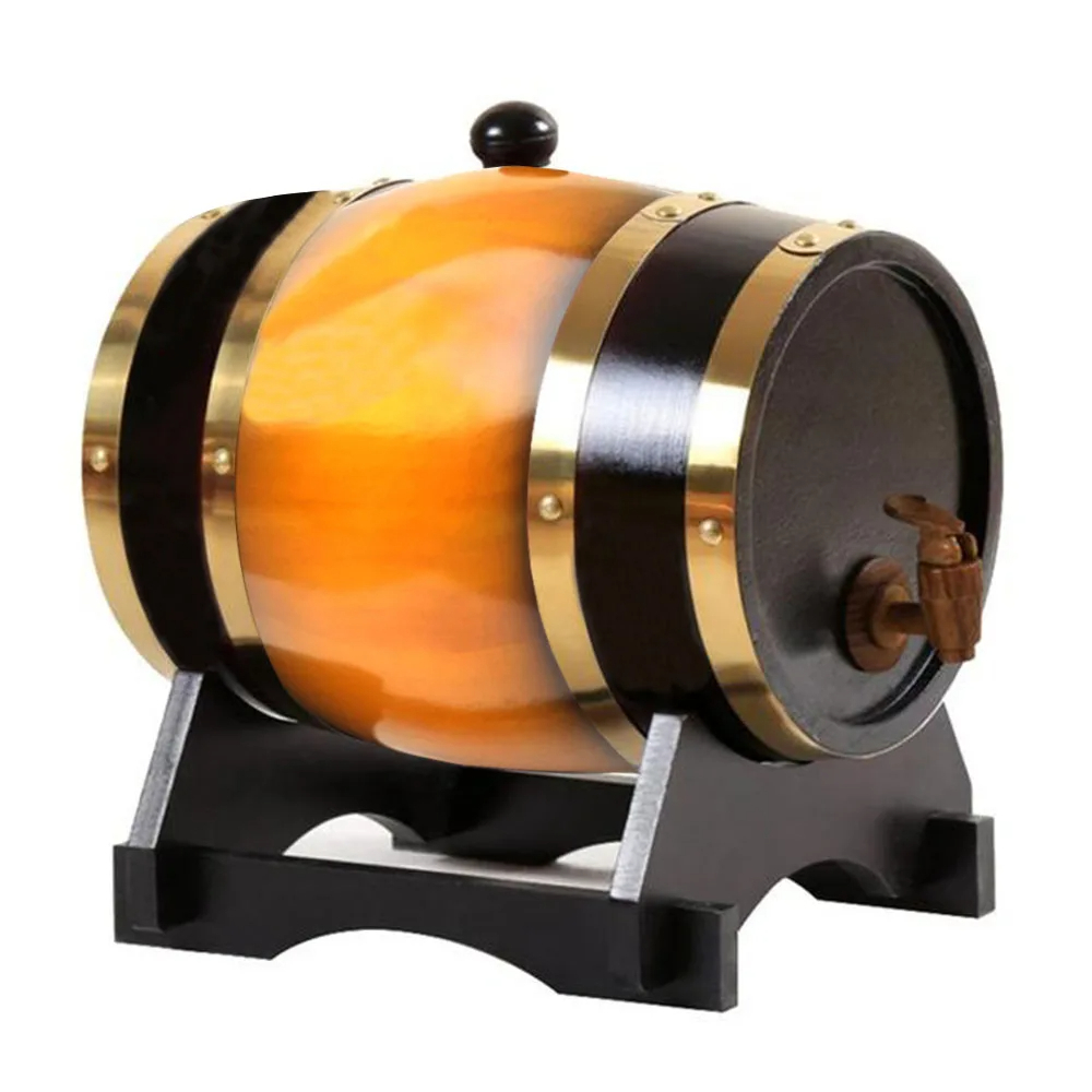 3l trætønder vintage egetræ ølbrygning værktøjer tap dispenser til romkande whisky vin bar værktøjer hjemme whisky tønde karaffel: Lyserød