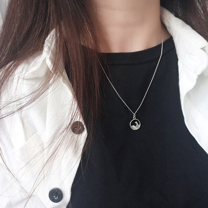 Collana in argento 925 reale 100% per gli amanti gioielli regalo di san valentino collana in argento Sterling 925 con collo in montagna per donna