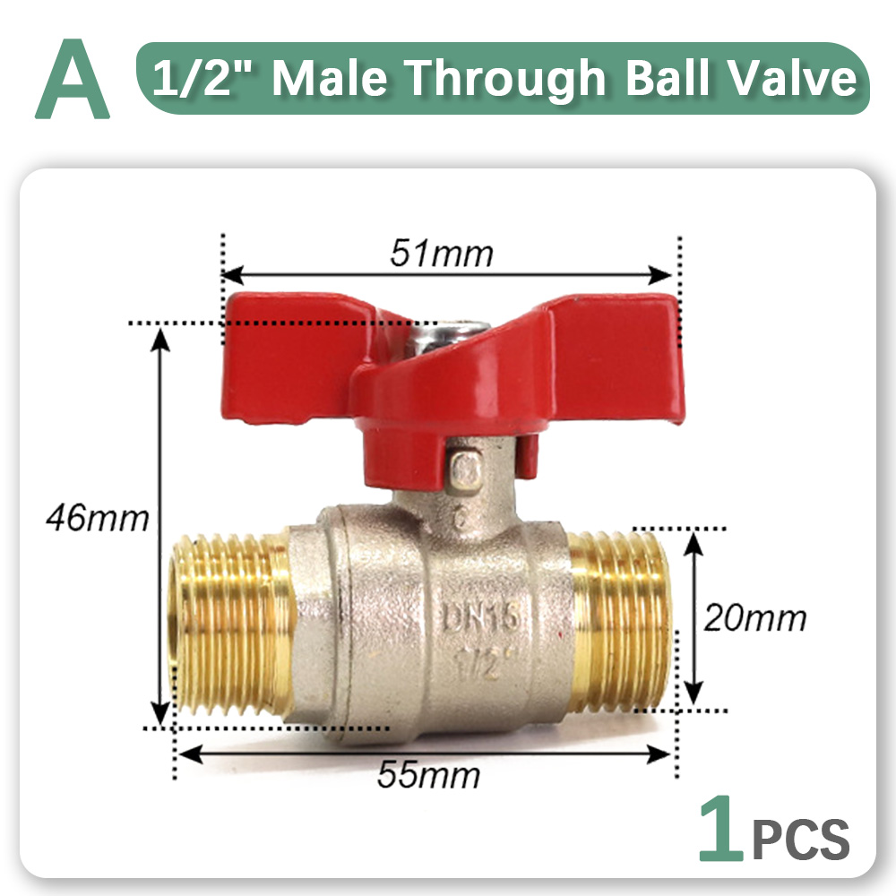 1/2" 3/4" 1" Brass Copper Ball Valve Fitting Replacement Coupling Adapter Connector Extender Garden Watering Durable Accessories: Brown