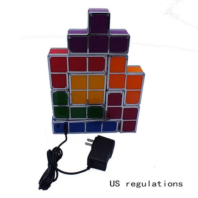 Upgrade Diy Nachtlampje Kleurrijke Stapelbaar Tangram Puzzel 7 Stuks Led Inductie Grijpende Licht 3D Speelgoed: Flat pin plug