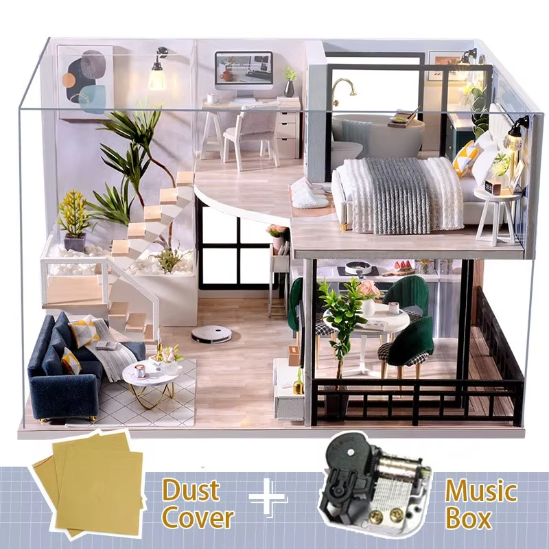 Cutebee DIY Puppenhaus Bausatz Japanischer Garten RV Holz Miniatur Puppenhaus Spielzeug für freundlicher Mädchen Erwachsene Mädchen: Lila