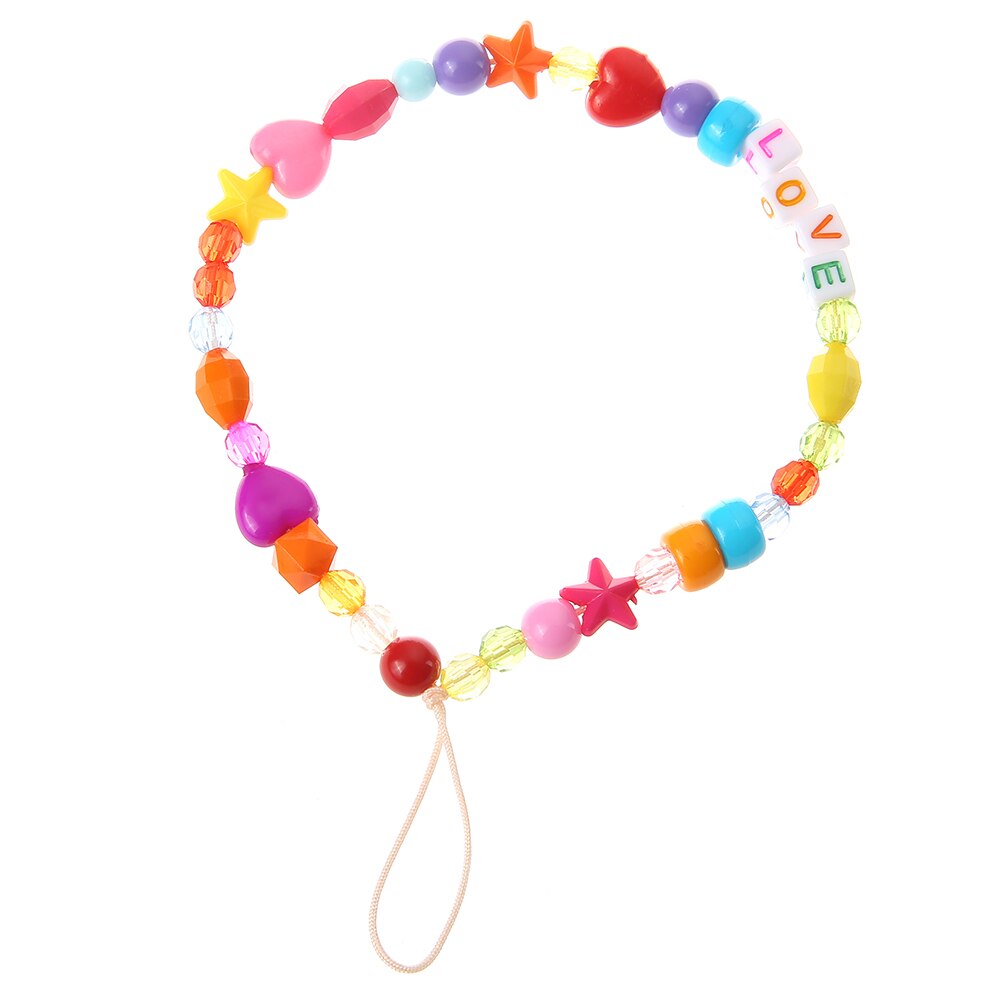 HEYUYAO Love Star Beaded Phone Chain Mobile Phone Chain Wrist Strap Accessories Color Plastic Bead Bracelet Random Color: 2