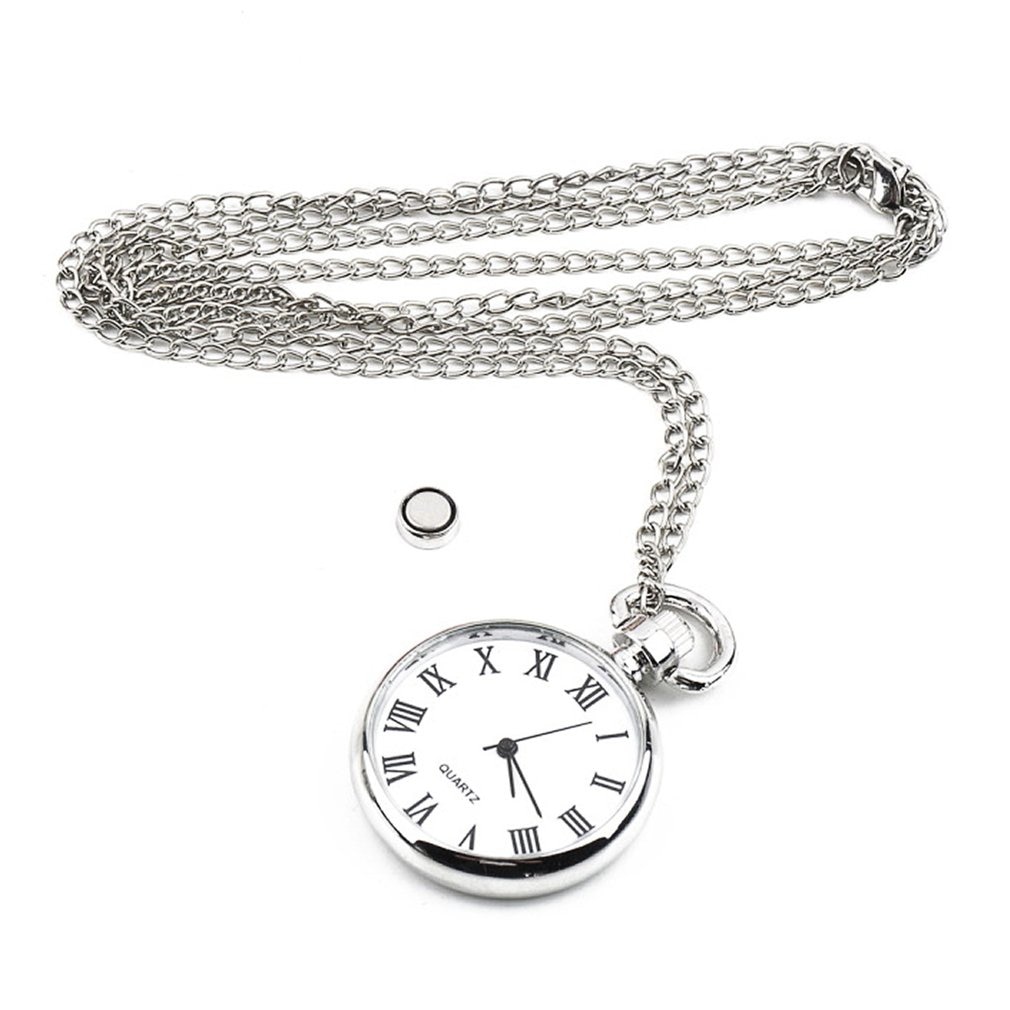 Outad Pocket & Fob Horloges Vintage Lange Ketting Zilveren Ronde Hanger Antieke Stijl