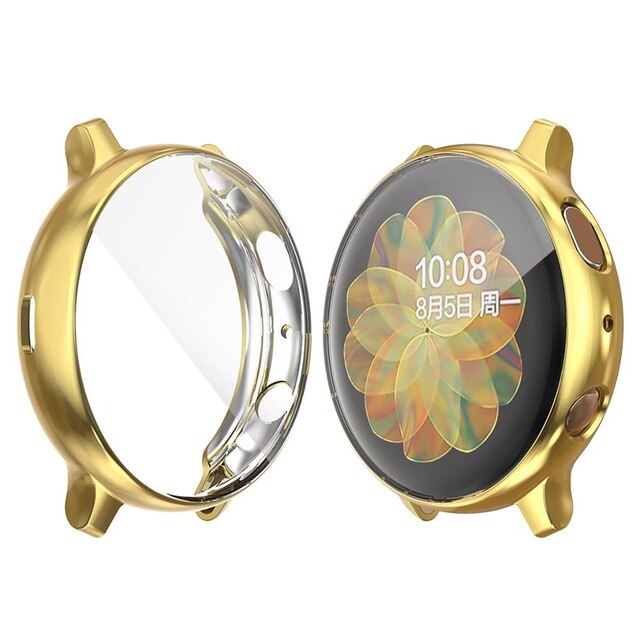 Aktywny 2 etui do Samsung galaxy watch aktywny 2 40mm 44mm miękki TPU Protector pełny silikonowy ekran ochronny pokrowiec na zegarek: Gold / 40mm