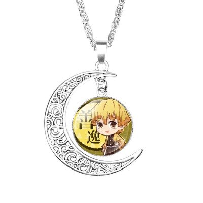 FIMAODZ Anime My Hero Academia naszyjnik Demon Slayer Midoriya Izuku Todoroki rysunek szkło Gem wisiorek z księżycem łańcuch biżuteria prezent: Kobaltu fioletowy
