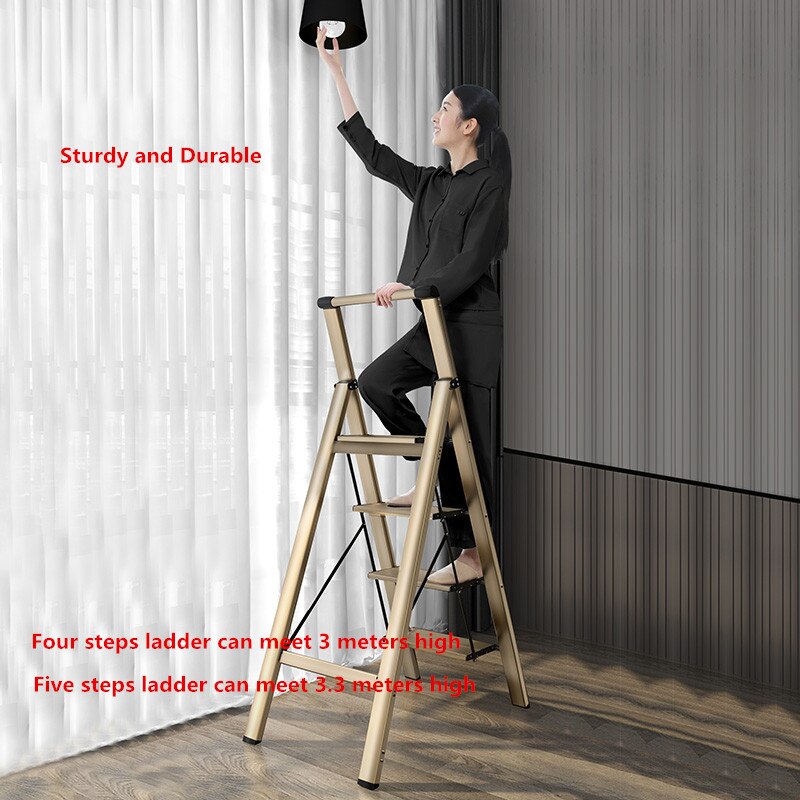 Five Steps Multifunctional Household Folding Ladder With Handrail,