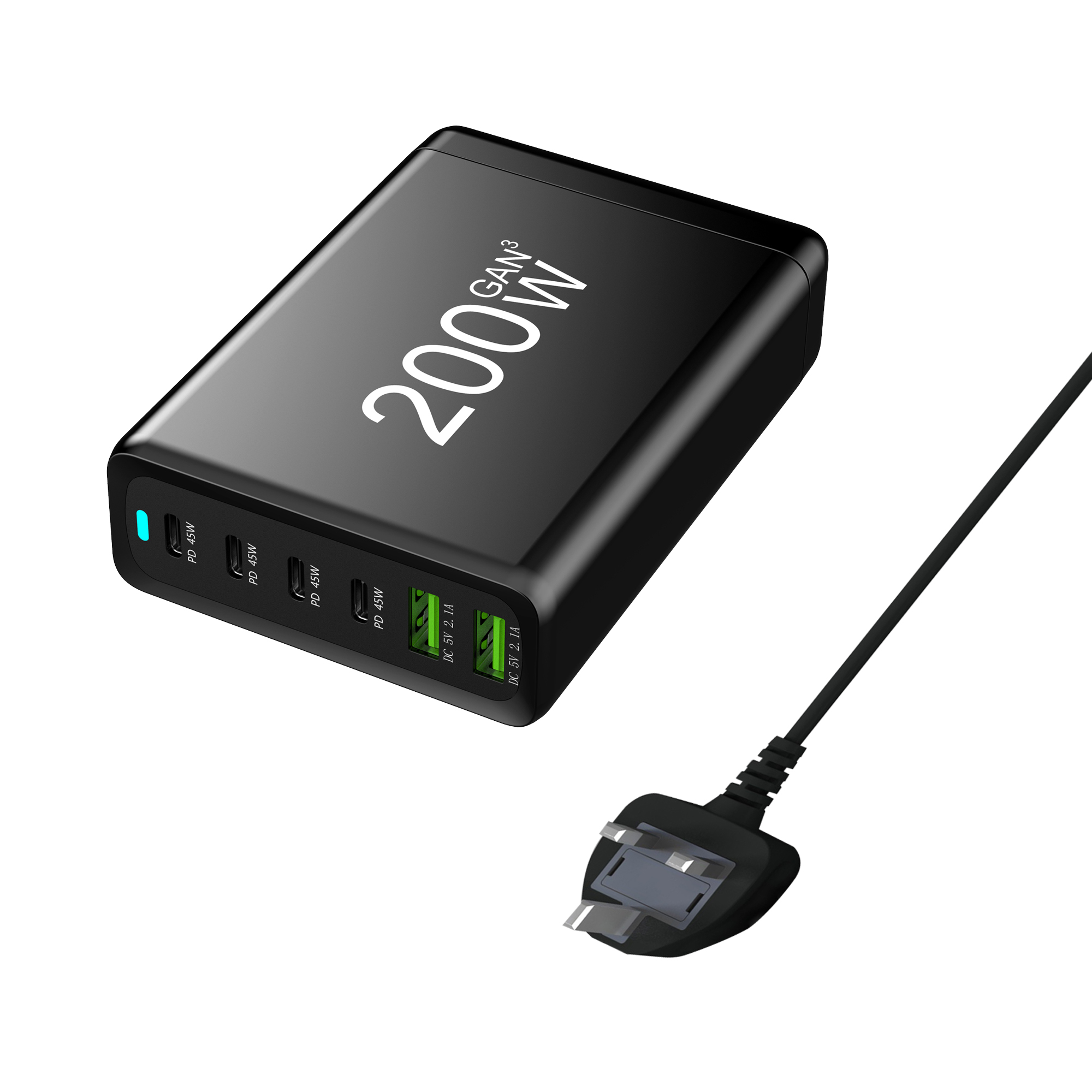 120w 200w gan oplader 6 poorten usb type c pd oplader snellader 3.0 usb type c snellader mobiele telefoon usb oplader: Jp