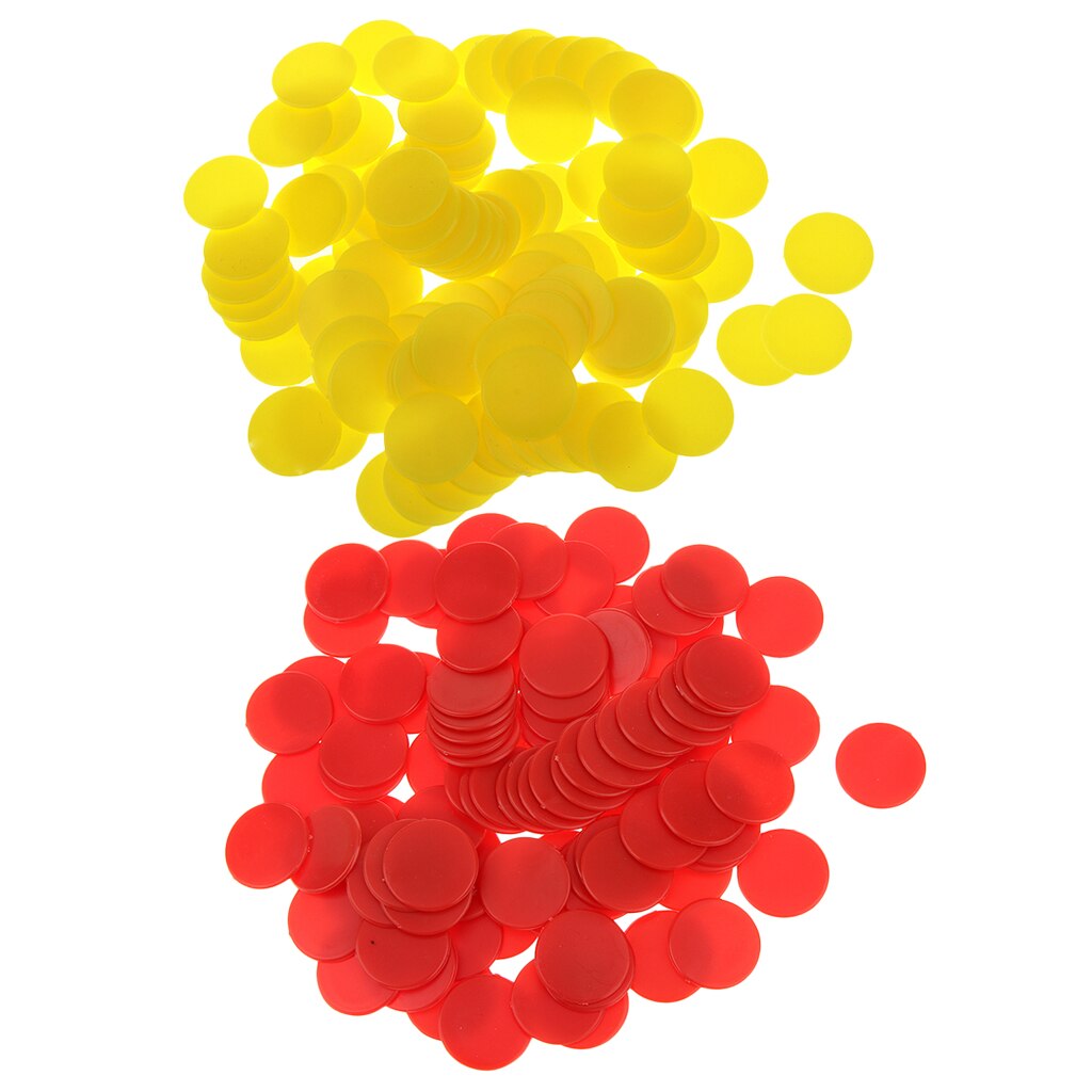 MagiDeal 200X Opaque Plastic Board Game Counters Kid Teaching Toy Red Yellow