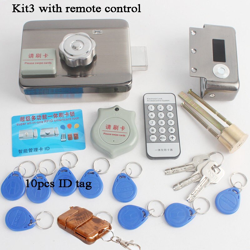 12v rfid elektronisk lås rfid dørlås mekanisk nøgle id tag telefon fjernbetjening ewelink video intercom hjem gate låse: Sæt 3