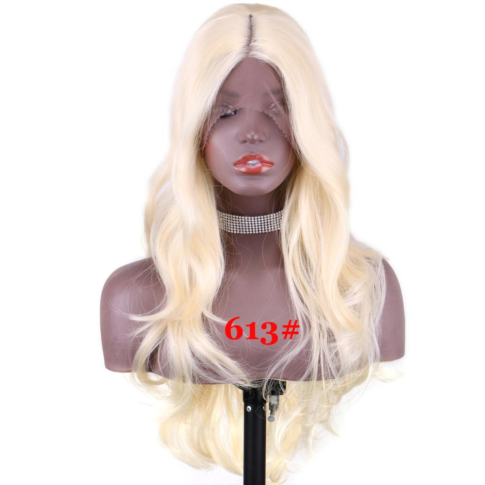 Wonderlady Lange Golvende Kant Pruiken Voor Vrouwen 28 Inch Natuurlijke Golf Synthetische Lace Front Pruiken Ombre Kanekalon Hittebestendige Vezel: #613