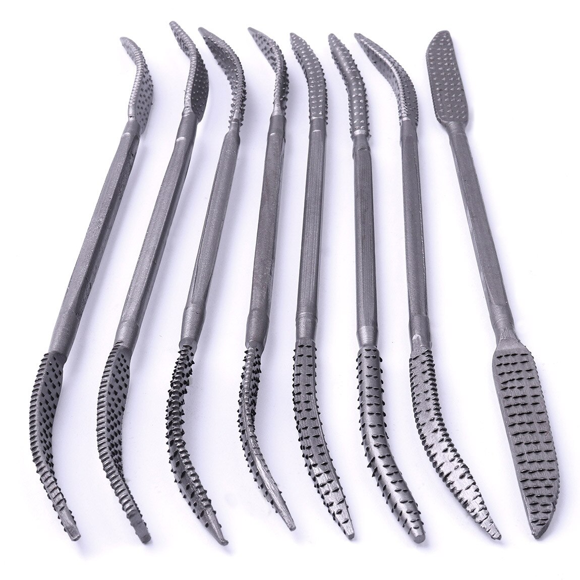 8pcs Mini Houtbewerking Rasp Riffler File Set Double Ended Grof Hand Tool 190mm