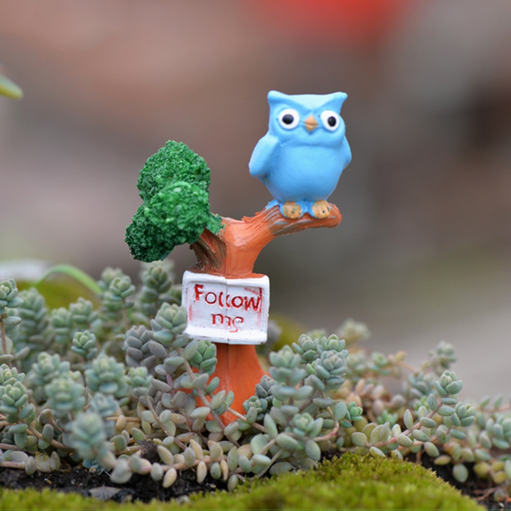 1PCS DIY Resin Owl & Tree Branch Mini Crafts Miniatures Fairy Garden Ornaments Bonsai Micro Landscape Garden Decoration
