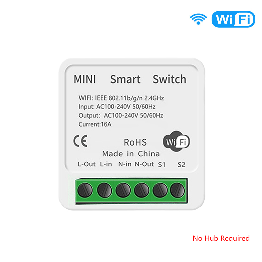 Tuya Wifi/Zigbee Smart Light Switch Module 16A Mini Smart Home DIY Breaker Support 2 Way Control Works with Alexa Google Home: Wifi Switch Module