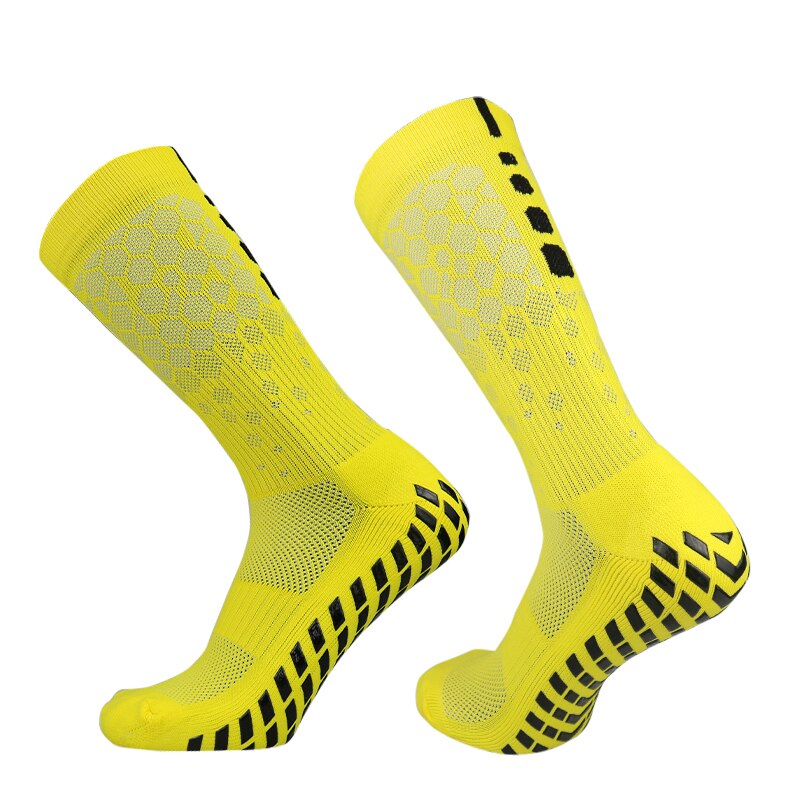 2023 neue Männer Frauen FußBall Socken Waben Grafiken Atmungsaktive Sport Pfeil Silikon Anti Unterhose Griff FußBall Socken: Gold