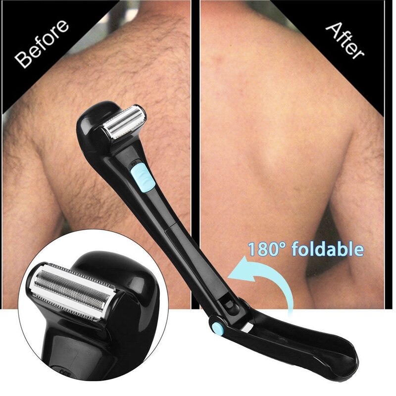 Rasoir électrique pliable à 180 degrés pour hommes, pour le dos, avec batterie, épilation manuelle à Long manche