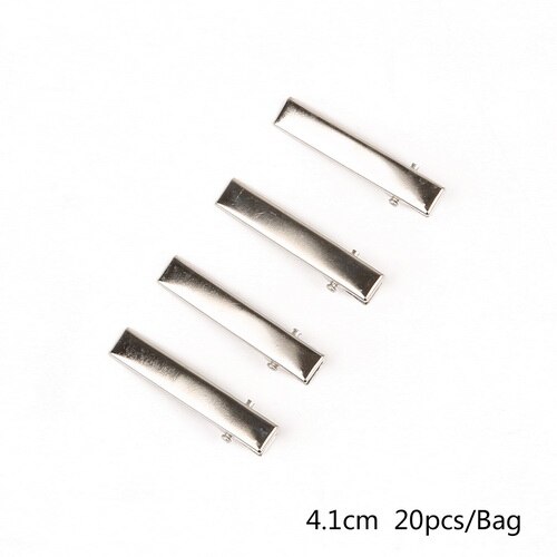 20pcs/bag Iron Hair Ornaments Duckbill Folder Waves Hairpins Base For Hair Clip Claw Findings Jewelry Making: 41mm Rhodium