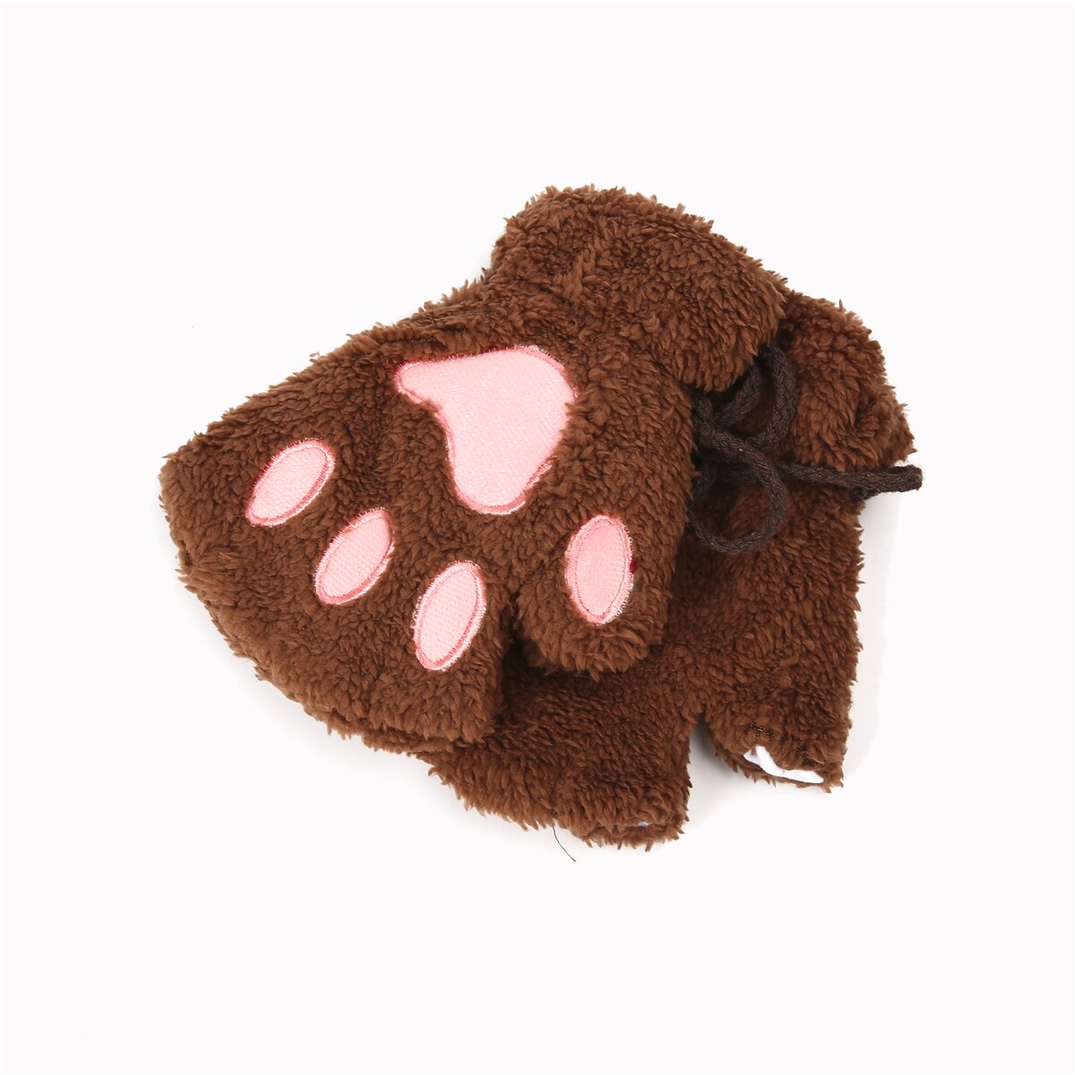 Bonito inverno quente metade do dedo luvas luvas femininas luvas luvas luvas luvas femininas mitten: COFFEE