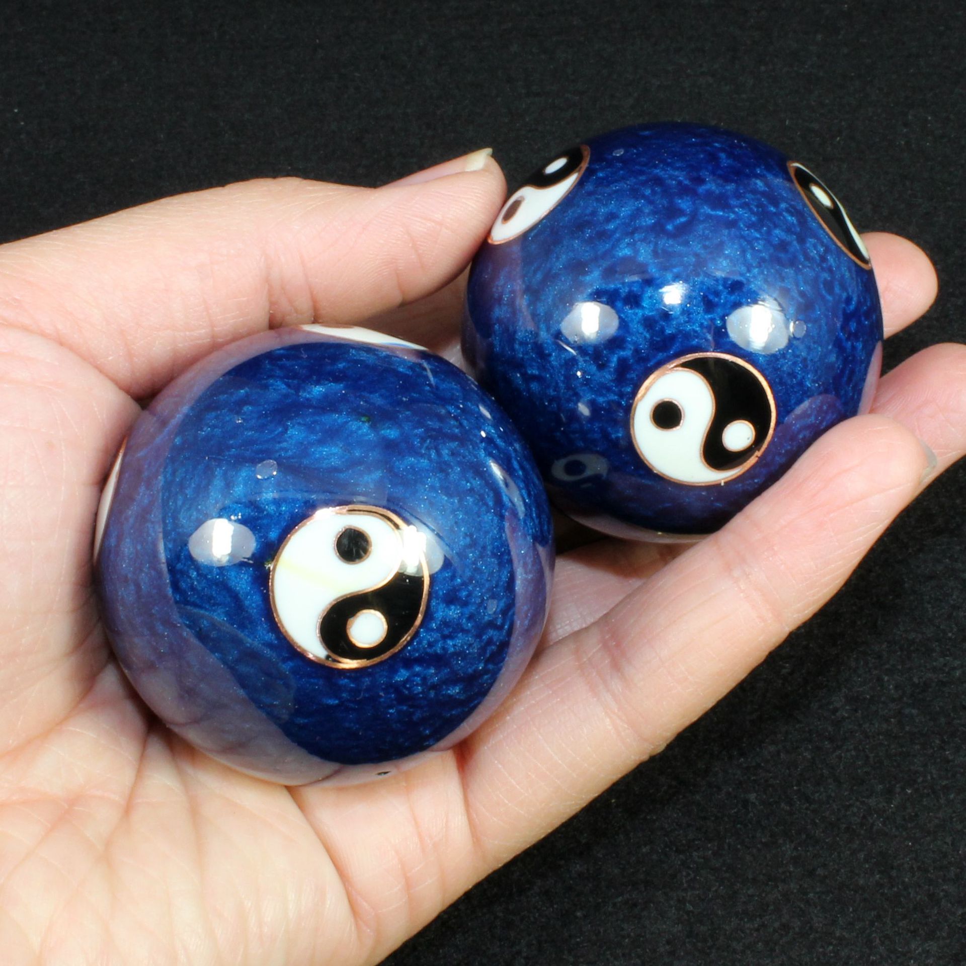Boule de santé cloisonnée chinoise, soulagement du Stress, thérapie à la main, masseur, Yin Yang, balles de Fitness