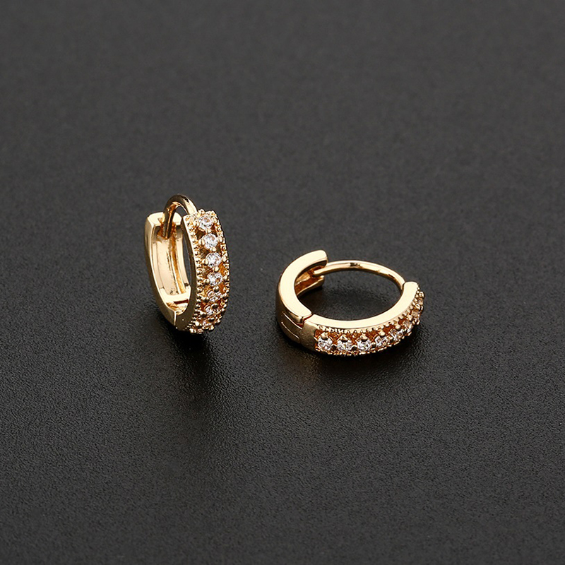 Meisjes Kleine Hoepel Oorbellen Golden/White Crystal Stud Minimale Hoops Tiny Earring Piercing Sieraden Voor Vrouwen Binnen 9 mm