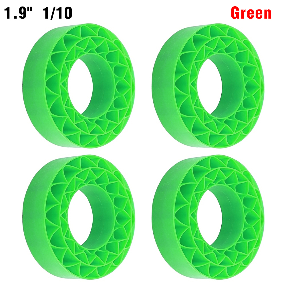 9IMOD 1,9 pouces 4 pièces insérer des pneus en caoutchouc de Silicone mousse pour 1/10 TRX4 SCX10 III: green